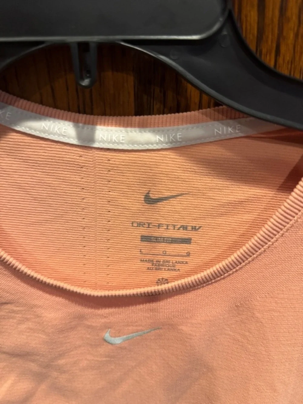 Nike Peach Short Sleeve Women's Performance Tee with Silver Swoosh